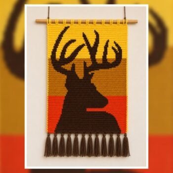Rustic Deer Crochet Wall Art Pattern 100x140 Stitches