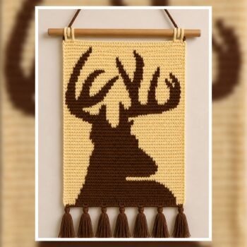 Rustic Deer Silhouette Tapestry Crochet Pattern 75x110 Stitches