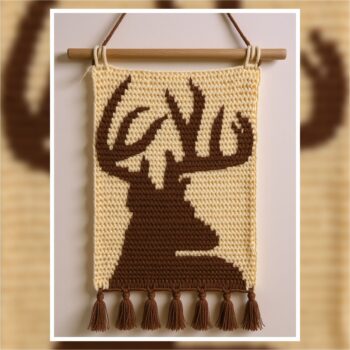Rustic Deer Silhouette Tapestry Crochet Pattern 75x110 Stitches