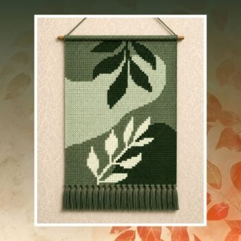 Botanical Leaves Crochet Wall Hanging Pattern 50x75 Stitches