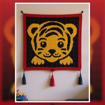Cute Baby Tiger Tapestry Crochet Pattern 100x100 Stitches