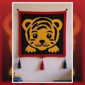 Cute Baby Tiger Tapestry Crochet Pattern 100x100 Stitches