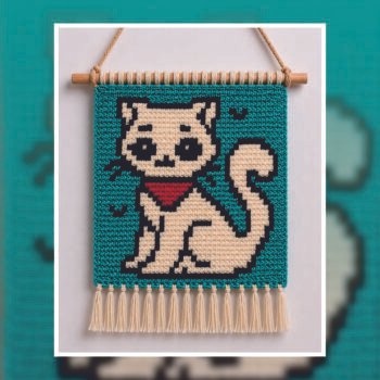 Cute Cat Tapestry Crochet Pattern 50x50 Stitches