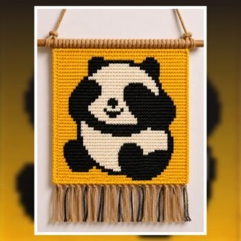 Cute Panda Crochet Wall Hanging Pattern 75x75 Stitches
