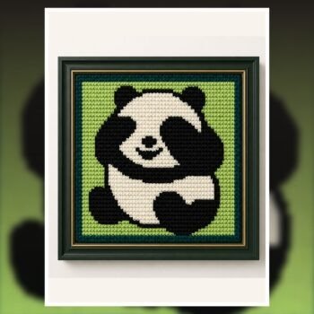 Cute Panda Tapestry Crochet Pattern 100x100 Stitches