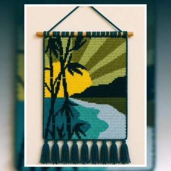 Golden Tropical Sunset Lake Tapestry Crochet Pattern 100x150 Stitches