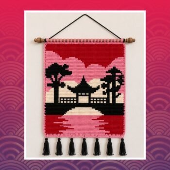 Japan Garden Sunset Tapestry Crochet Pattern 60x80 Stitches
