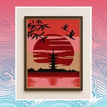 Japan Temple Tapestry Crochet Pattern 120x160 Stitches