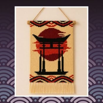 Japanese Torii Gate Sunset Tapestry Crochet Pattern 80x100 Stitches