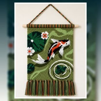 Koi Pond Crochet Tapestry Wall Hanging Pattern 90x120 Stitches