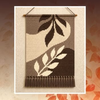 Neutral Leaves Crochet Wall Hanging Pattern 80x120 Stitches