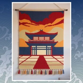 Old Japanese House Tapestry Crochet Pattern 120x160 Stitches