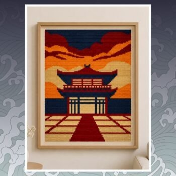 Old Japanese House Tapestry Crochet Pattern 120x160 Stitches