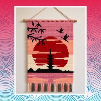 Pink Japanese Sunset Pagoda Crochet Pattern 90x120 Stitches