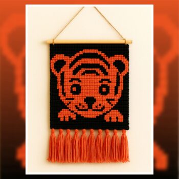 Playful Baby Tiger Tapestry Crochet Pattern 50x50 Stitches