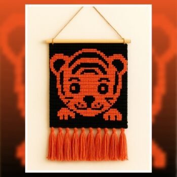 Playful Baby Tiger Tapestry Crochet Pattern 50x50 Stitches