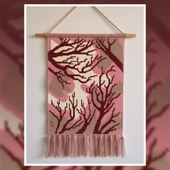 Rustic Tree Silhouette Tapestry Crochet Pattern 70x120 Stitches