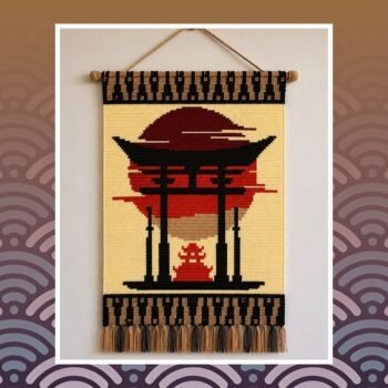 Samurai Torii Gate Crochet Wall Hanging Pattern 100x140 Stitches