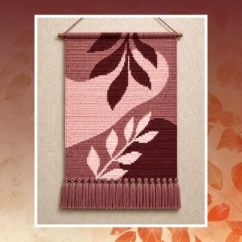 Terracotta Leaves Crochet Wall Hanging Pattern 130x200 Stitches