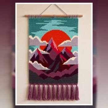 Vivid Sunset Peaks Crochet Tapestry Pattern 90x120 Stitches