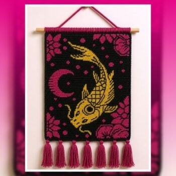 Zen Koi Moon Night Tapestry Crochet Pattern 120x180 Stitches