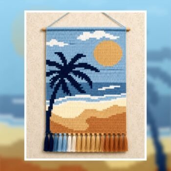 Beach Sunset Crochet Tapestry Pattern 60x90 Stitches