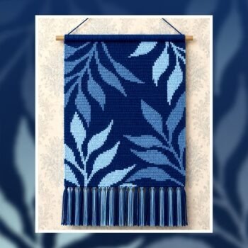 Blue Leaves Crochet Tapestry Pattern 110x160 Stitches
