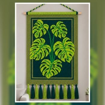 Bold Monstera Crochet Wall Hanging Pattern 150x200 Stitches