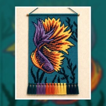 Color Splash Betta Fish Crochet Tapestry Pattern 100x150 Stitches