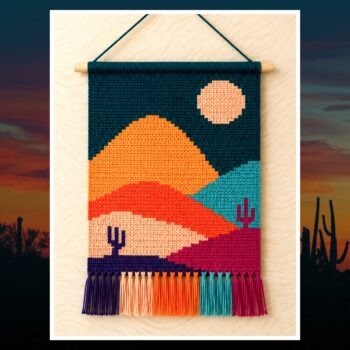 Colorful Desert Sunset Crochet Tapestry Pattern 80x120 Stitches