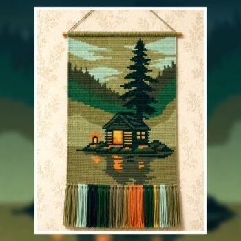 Cozy Lakeside Cabin Tapestry Crochet Pattern 80x120 Stitches
