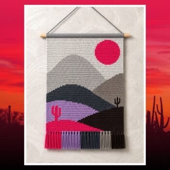 Crimson Horizon Crochet Wall Hanging Pattern 120x180 Stitches