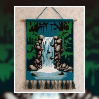 Crochet Waterfall Wall Art Pattern 80x120 Stitches