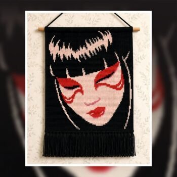 Geisha Face Crochet Tapestry Pattern 120x160  Stitches