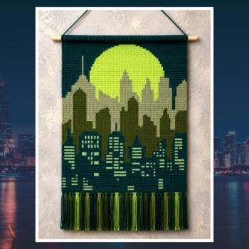 Golden Moon Skyline Tapestry Crochet Pattern 80x120 Stitches
