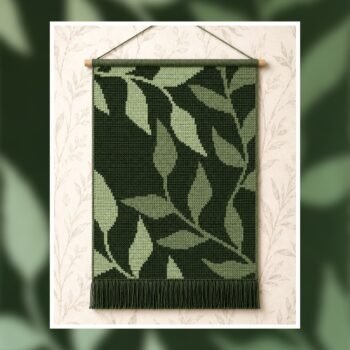 Green Leaf Crochet Wall Hanging Pattern 90x120 Stitches