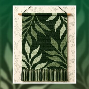 Green Leaves Crochet Tapestry Pattern 140x200 Stitches