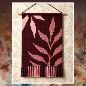 Modern Terracotta Leaf Tapestry Crochet Pattern 90x120 Stitches