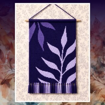 Modern Violet Leaf Tapestry Crochet Pattern 140x200 Stitches