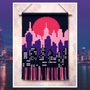 Neon Sunset City Tapestry Crochet Pattern 60x90 Stitches