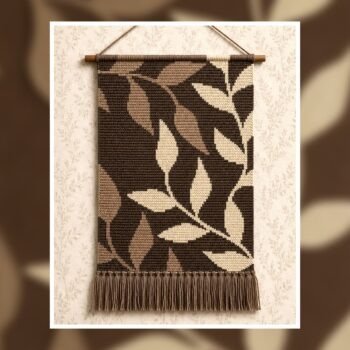 Neutral Leafy Branch Crochet Tapestry Pattern 110x160 Stitches