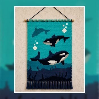 Ocean Orca Whale Tapestry Crochet Pattern 60x90 Stitches