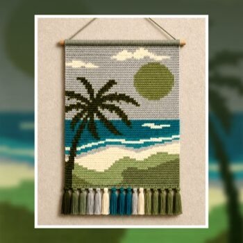 Palm Tree Beach Crochet Tapestry Pattern 80x120 Stitches