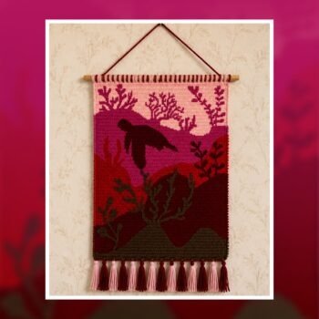 Pink Coral Sea Turtle Tapestry Crochet Pattern 120x180 Stitches