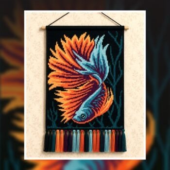 Realistic Betta Fish Crochet Tapestry Pattern 120x180 Stitches