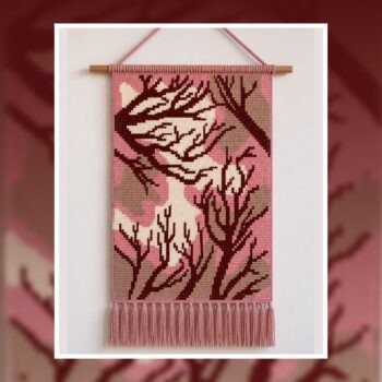 Rustic Tree Silhouette Tapestry Crochet Pattern 70x120 Stitches