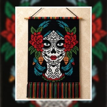 Sugar Skull Woman Tapestry Crochet Pattern 150x200 Stitches