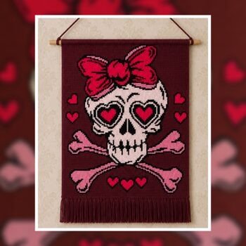 Sweetheart Skull Tapestry Crochet Pattern 120x160 Stitches