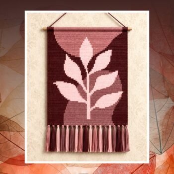 Terracotta Pink Leaf Crochet Wall Hanging Pattern 100x150 Stitches