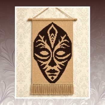 Tribal Ethnic Face Crochet Tapestry Pattern 60x120 Stitches